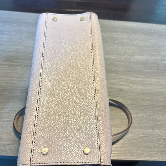 Kate Spade Taupe Pebbled Leather Large Front Flap Tote w/ Black Suede Sides - Picture 8 of 8